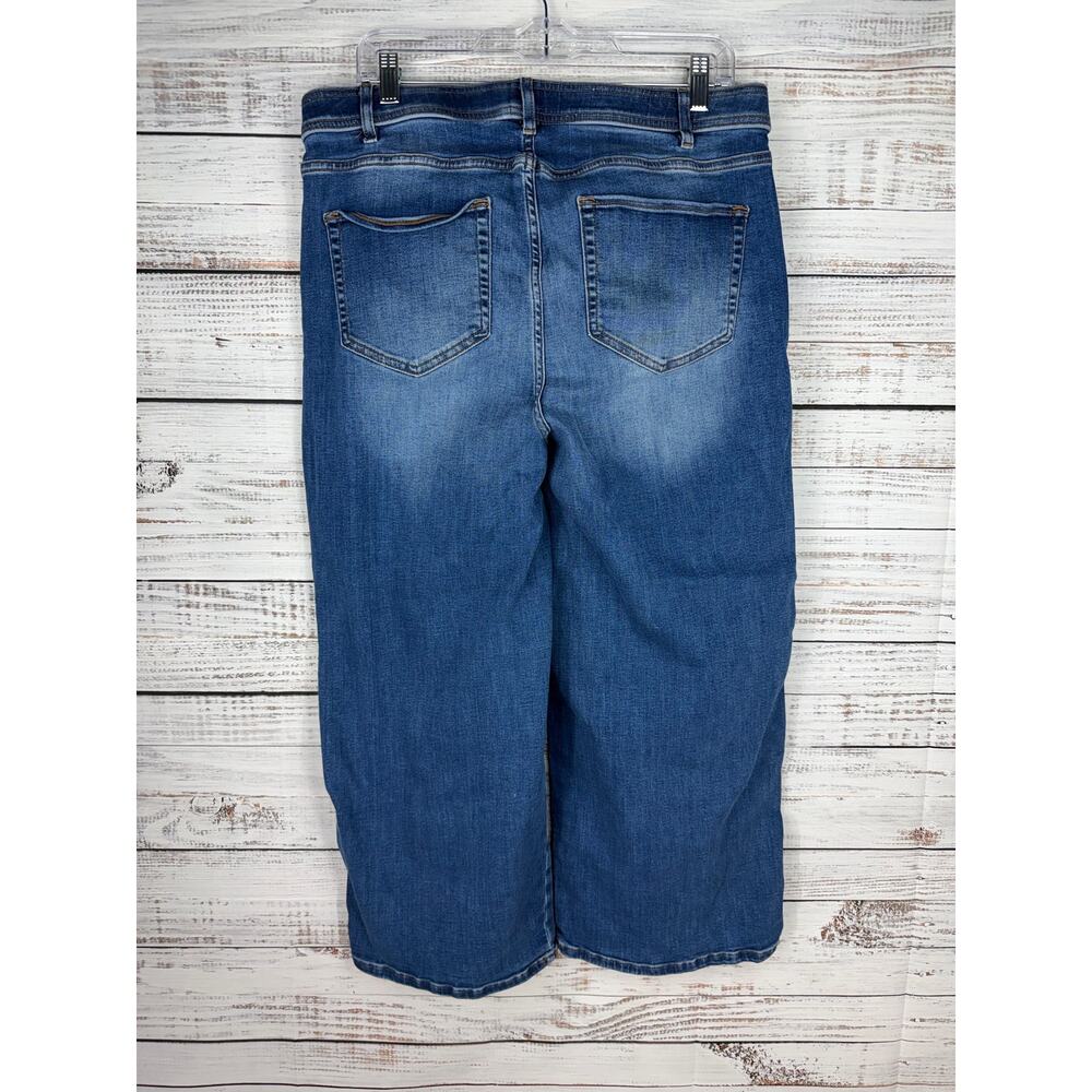 J.Jill High Rise Wide Leg Crop Blue Jeans 16 Regular Stretch Casual Button Fly - Picture 5 of 9